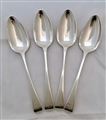 Antique George III Sterling Silver Set Four Old English Pattern Dessert Spoons 1798