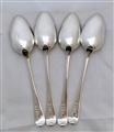 Antique George III Sterling Silver Set Four Old English Pattern Dessert Spoons 1798