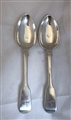 Pair Victorian Hallmarked Sterling Silver Fiddle Pattern Dessert Spoons 1859