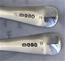Pair Lovely George III Hallmarked Sterling Silver Old English Pattern Gravy Spoons 1801