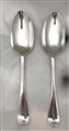 Pair George II Hallmarked Sterling Silver Hanoverian Pattern Table Spoons 1750