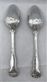 Pair Antique George IV Hallmarked Sterling Silver Kings Husk Pattern Tablespoons 1827