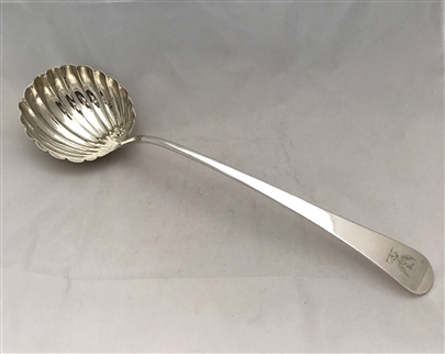 Antique George III Sterling Silver Old English Pattern  Shell Bowled Soup or Punch Ladle 1780