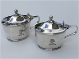 Rare and unusual pair of Antique Victorian sterling silver mustard pots