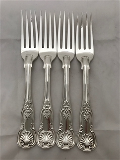 Antique Sterling Silver George IV Set Four Kings Pattern Table Forks 1827