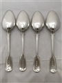 Antique Sterling Silver Victorian Set Four Fiddle and Thread Pattern Tablespoons 1847-48