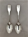 Antique sterling Silver Pair Victorian Fiddle Pattern Teaspoons 1838