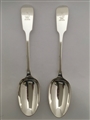Antique Sterling Silver Pair George V Fiddle Pattern Tablespoons 1925