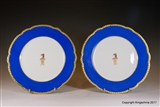 Pair PARIS Armorial PORCELAIN Plates LEEK CREST COAT ARMS