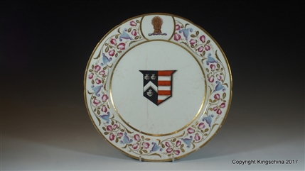 Armorial Porcelain Plate MITCHELL imp PUSEY Family Coat Arms Crest
