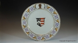 English Armorial Porcelain Plate MITCHELL impaling PUSEY Coat Arms Crest