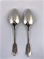 Pair Antique Sterling Silver Hallmarked Victorian Fiddle Pattern Dessert Spoons 1838