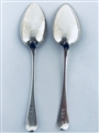 Pair Antique Sterling Silver Hallmarked George III Old English Pattern Teaspoons 1815
