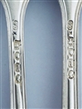 Pair Antique Sterling Silver Hallmarked Victorian Fiddle and Thread Pattern Table Forks 1856