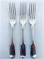 A set of three Victorian Exeter Sterling Silver Hallmarked Fiddle Pattern Dessert Forks 1851