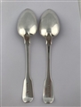 A pair of Antique Silver Hallmarked George III Fiddle Pattern Tablespoons 1813