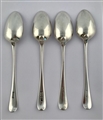 Set Four Antique Sterling Silver Hallmarked George III Old English Pattern Dessert Spoons 1782