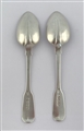 Pair Antique Irish Sterling Silver Hallmarked Victorian Fiddle Pattern Teaspoons 1841