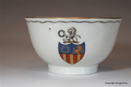 English Armorial Porcelain Tea Bowl GARLAND Family Crest Coat Arms