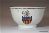 English Armorial Porcelain Tea Bowl GARLAND Family Crest Coat Arms