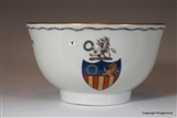 English Armorial Porcelain Tea Bowl  GARLAND Family Crest Coat Arms