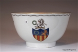 English Armorial Porcelain Tea Bowl GARLAND Family Crest Coat Arms