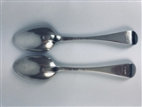 Pair Antique silver George II Silver Hanoverian Pattern Tablespoons 1757 and 1758