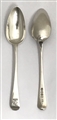 Pair Antique Sterling Silver George III Old English pattern Dessert Spoons , 1791