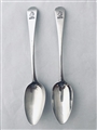Pair Antique Sterling Silver George III Old English pattern Dessert Spoons , 1791