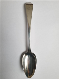 Antique George III Hallmarked Sterling Silver Old English Wriggle Edge Bright-cut Tablespoon, 1792