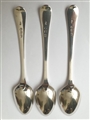 Set of 3 Antique George III Hallmarked Sterling Silver Old English Thread Pattern Teaspoons, 1787