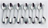 Antique Newcastle Hallmarked Sterling Silver Set 12 Fiddle Pattern Dessert Spoons c. 1810