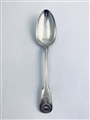 Antique George IV Hallmarked Sterling Silver Fiddle Thread & Shell Pattern Tablespoon 1821