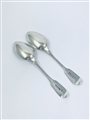 Antique William IV Hallmarked Sterling Silver Pair Fiddle Pattern Dessert Spoons 1837