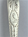 Set Six Antique Irish George III hallmarked sterling silver bright-cut dessert spoons, 1793