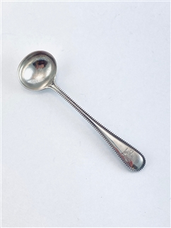 Victorian Antique Sterling Silver Hallmarked Old English Beaded Salt Spoon 1877