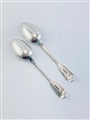 Pair of Antique Victorian Hallmarked Sterling Silver Fiddle Pattern Teaspoons London 1850