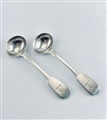 Pair Antique William IV Sterling Silver Hallmarked Fiddle Pattern Salt Spoons 1834