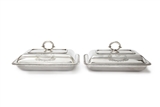 CAPTAIN GEORGE COLLIER NAVAL INTEREST: A PAIR OF ANTIQUE PRESENTATION SILVER ENTREE DISHES