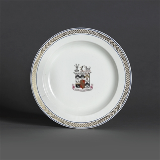 TRAFALGAR INTEREST: A Wedgwood creamware armorial plate