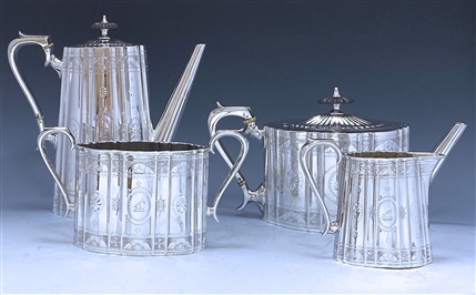 Antique Silver Victorian Tea & Coffee Set made in 1870-73