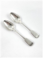 Antique Pair William IV Hallmarked Sterling Silver Fiddle Pattern Teaspoons 1831