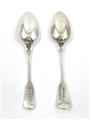 Antique Pair William IV Hallmarked Sterling Silver Fiddle Pattern Teaspoons 1831
