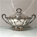 Early 20th Century Antique Edwardian Large Sterling Silver Soup Tureen & Cover Sheffield 1908 Richard Martin & Ebenezer Hall