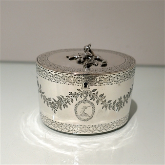 18th Century Antique George III Sterling Silver Oval Tea Caddy London 1776 John Carter