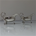 18th Century George III Antique Sterling Silver Pair Sauceboats London 1784 William Sumner