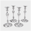 RARE SET OF GEORGE III CAST SILVER CANDLESTICKS