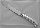 Good crested set of 12+12 pistol handled George II silver dinner & dessert knives C1740