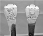 Nice quality pair crested William & Mary trefid spoons London 1691 by TS