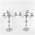 Pair 3-light George III Silver Candelabra